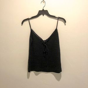 Central Park West crochet black tank top